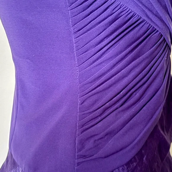 NWT Adrianna Papell Vibrant Purple Midi Cocktail Bodycon Dress w Ruffle Skirt - Picture 6 of 10